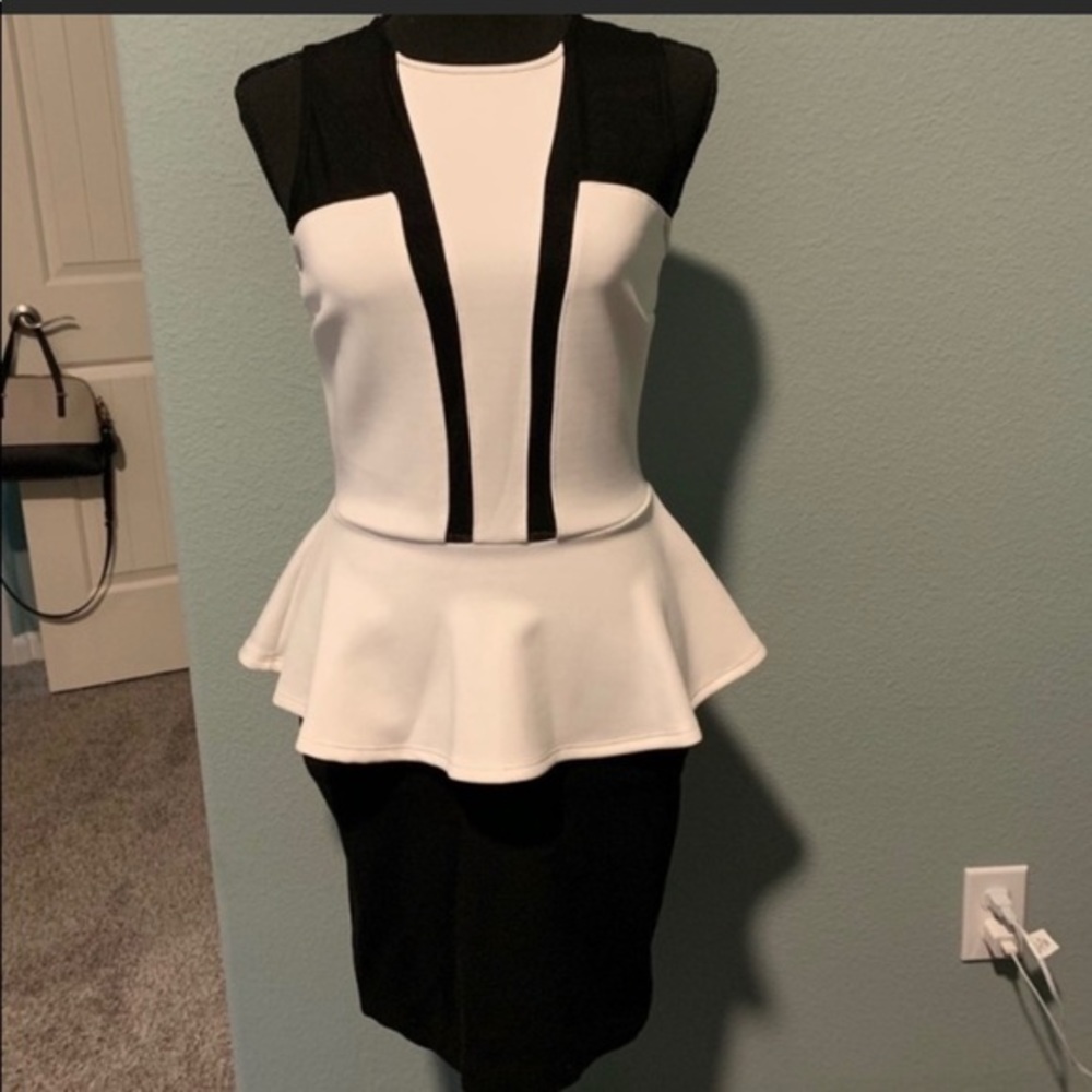 Guess Black & White Peplum Dress - Picture 2 of 5